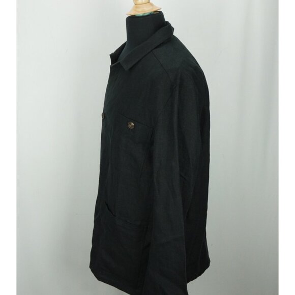 Anderson & Sheppard Savile Row Black Cotton Button Up Mens French Jacket Sz XL - Picture 2 of 10
